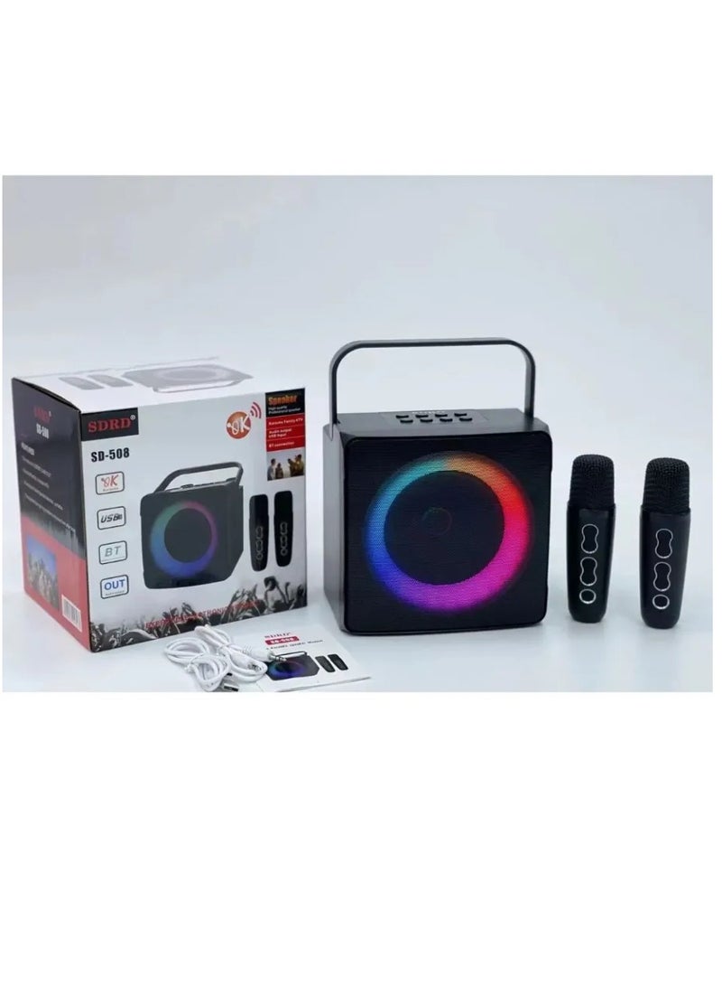 SDRD SD508 Home Karaoke Portable Bluetooth Speaker Dual Wireless Microphone Black - Image 3