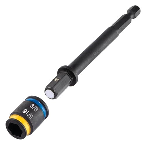 Malco C-RHEX 1/4",5/16",3/8", 6mm, 8mm, 10mm Magnetic Hex Driver, 4" Length, 4 Piece Set, Cleanable, Reversible SAE and Metric Flip Sockets, Impact Hex Chuck Driver (MALCOMBO2) - Image 4