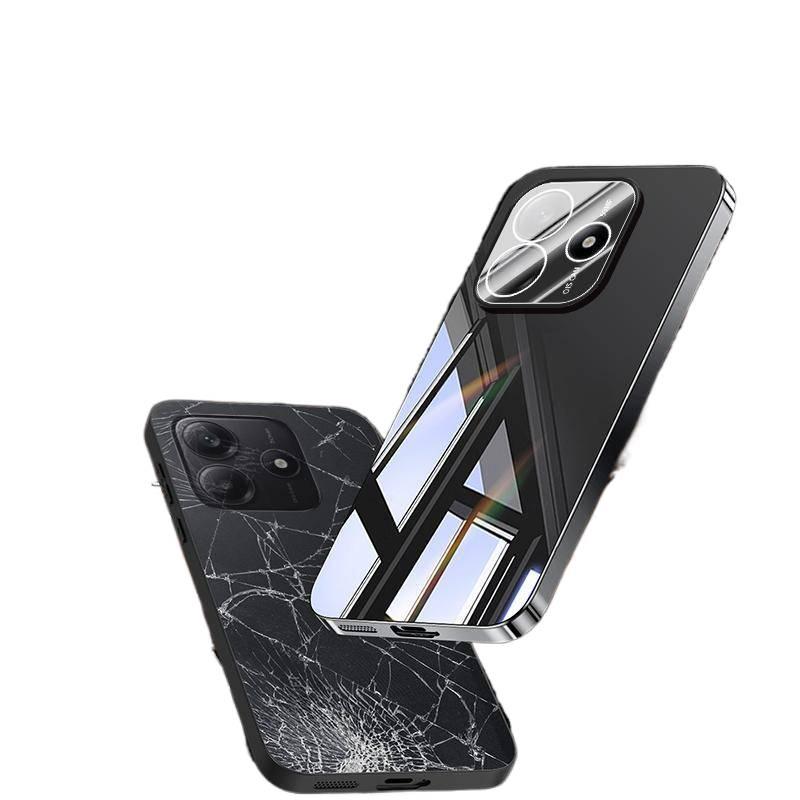 BB غطاء واقي بGlass لـ Redmi Note 14 مع حماية من السقوط وتغطية كاملة مع مقاوم للصدمات مع سطح مرآة باللون Graphite Black مع مرآة باللون الأسود باللون الأحمر - Image 2