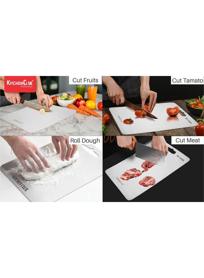 Kitchen Clue 304 Grade Steel Chopping Board for Kitchen Restaurant I Metal Cutting Board for Vegetables, Fruits, Meats & Breads I Food-Safe I Bpa Free Chopping Board with Round Edges I Heavy Cutting - Image 4