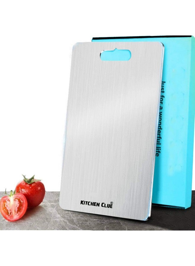 Kitchen Clue 304 Grade Steel Chopping Board for Kitchen Restaurant I Metal Cutting Board for Vegetables, Fruits, Meats & Breads I Food-Safe I Bpa Free Chopping Board with Round Edges I Heavy Cutting - Image 1