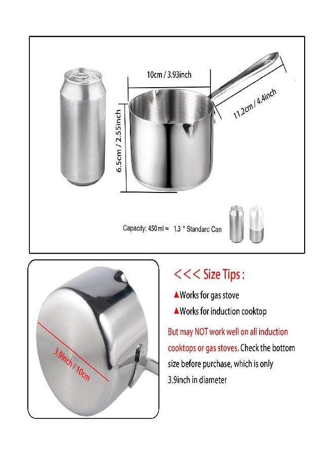 IMEEA - IMEEA Butter Coffee Milk Warmer Mini Butter Melting Pot with Dual Pour Spout 18/10 Tri-Ply Stainless Steel (10oz/300ml) - Image 1