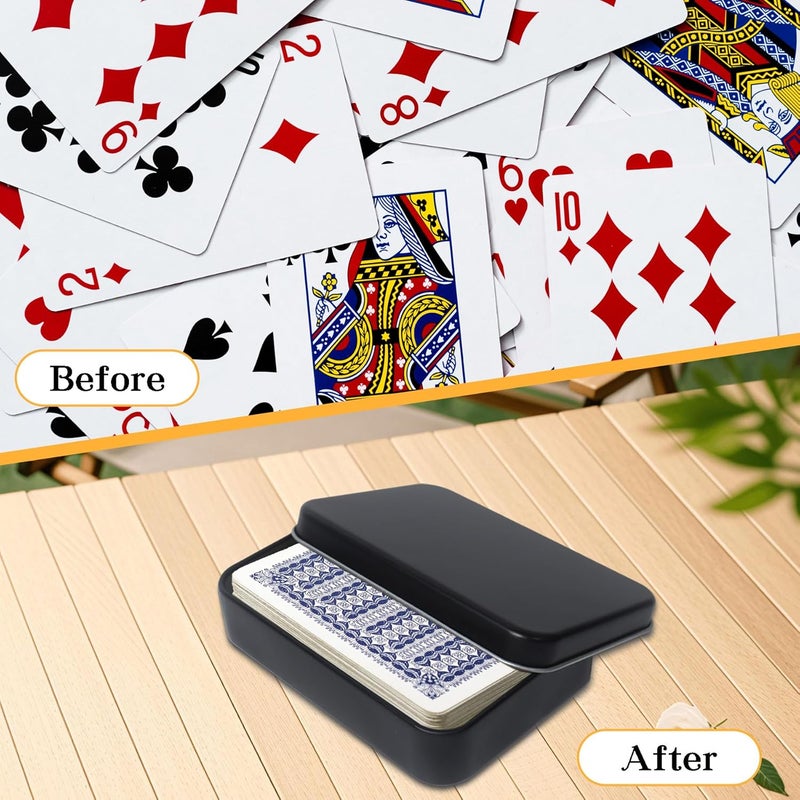 Dmnnlp 6pcs Playing Card Case, Rectangular Metal Tins with Lids, Portable Card Storage Box, Small Tin for Game Cards Business Trading Cards Candies Earrings Rings Necklace (Black) - Image 3