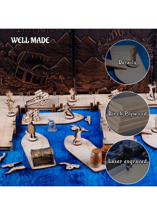 CZYY Wooden Row Boat 2Pcs Laser Cut Hold Eight 1 Miniatures(Not Included) Perfect For D&D Dungeons And Dragons Pathfinder Or Other Tabletop Rpgs - Image 2