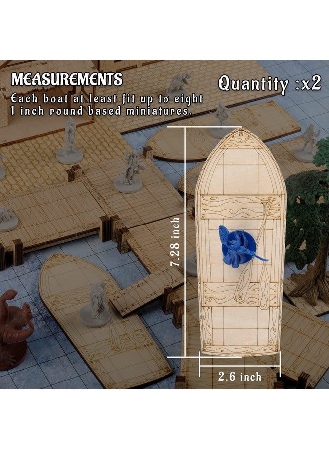 CZYY Wooden Row Boat 2Pcs Laser Cut Hold Eight 1 Miniatures(Not Included) Perfect For D&D Dungeons And Dragons Pathfinder Or Other Tabletop Rpgs - Image 3