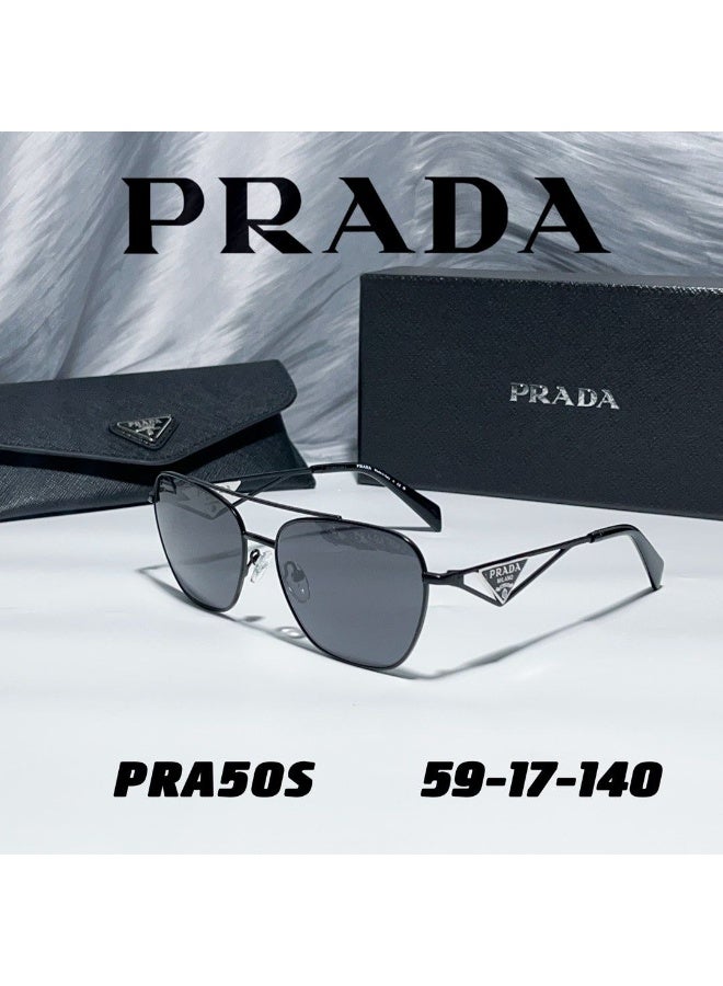 Prada Sport Prada Sport PR 57YS Sunglasses,Triangle Logo Fashion Glasses,Black Frame with Black Lens,Unisex - Image 2