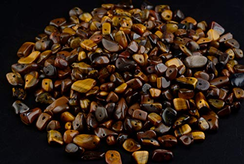 Cmidy Natural Chip Stone Beads Tiger Eye 5-8mm About 400 Pieces Irregular Gemstones Healing Crystal Loose Rocks Bead Hole Drilled DIY for Bracelet Jewelry Making Crafting (5-8mm, Tiger Eye) - Image 2