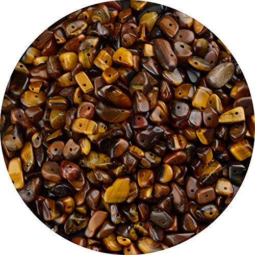 Cmidy Natural Chip Stone Beads Tiger Eye 5-8mm About 400 Pieces Irregular Gemstones Healing Crystal Loose Rocks Bead Hole Drilled DIY for Bracelet Jewelry Making Crafting (5-8mm, Tiger Eye) - Image 1