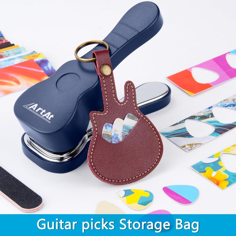 ArtAt Guitar Pick Punch Kit – Bass Guitar Picks Puncher With 15 Variety Pick Strips Medium Guitar Pick Maker Punch Kit Unique Guitar Lovers Gifts - Image 2