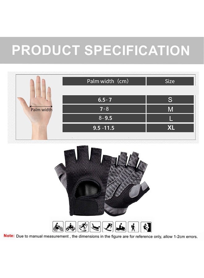 Weight Lifting & Gym Gloves for Men and Women Non-Slip Grip, Adjustable Wrist Support Breathable & Lightweight Half Finger Training Gloves for Fitness & Workout Black/Grey - Image 5
