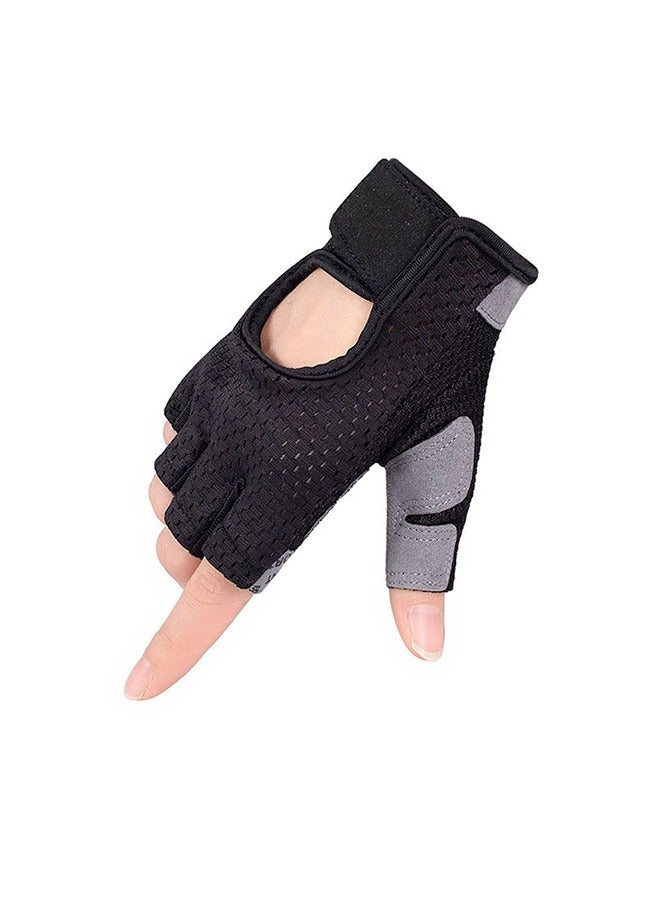Weight Lifting & Gym Gloves for Men and Women Non-Slip Grip, Adjustable Wrist Support Breathable & Lightweight Half Finger Training Gloves for Fitness & Workout Black/Grey - Image 2