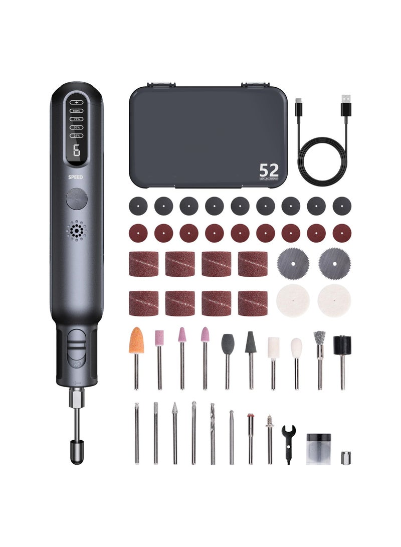 Electric Rotary Tool, Handheld Cordless Engraving Pen Drilling Pen Polishing Pen, USB Rechargeable Rotary Tool Kit with 52Pcs Accessories for Sanding, Drilling, Engraving, Polishing, Crafting  - Image 1