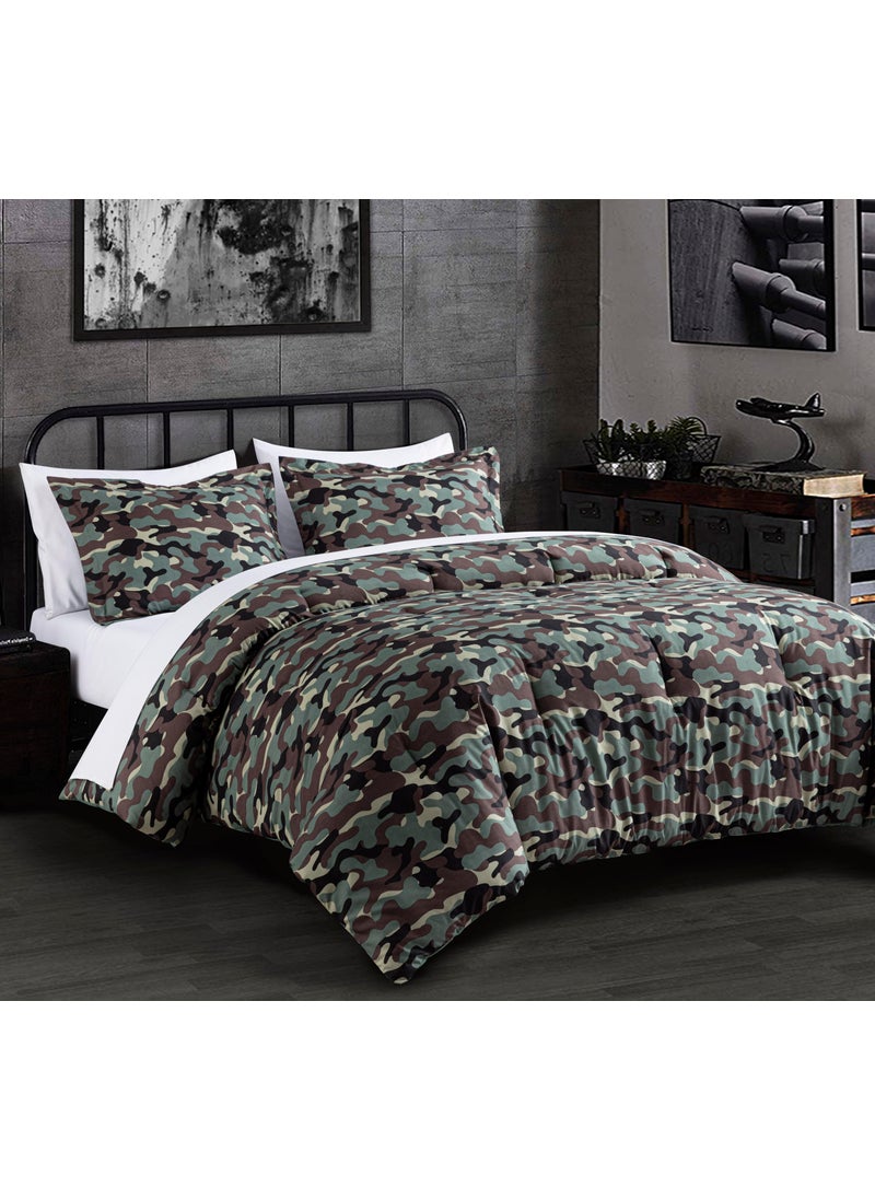 Chezmoi Collection Chezmoi Collection Soft Microfiber Printed Military Camo Bedding Set 3-Piece Army Green Camouflage Comforter Set  King Size  - Image 2