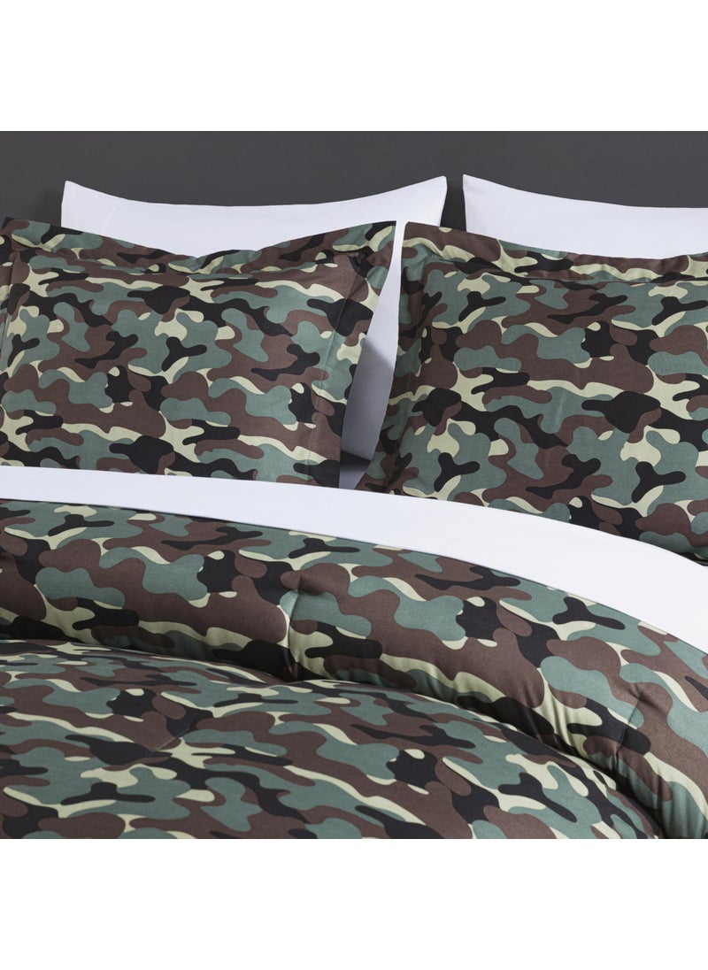 Chezmoi Collection Chezmoi Collection Soft Microfiber Printed Military Camo Bedding Set 3-Piece Army Green Camouflage Comforter Set  King Size  - Image 3