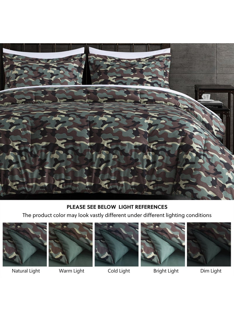Chezmoi Collection Chezmoi Collection Soft Microfiber Printed Military Camo Bedding Set 3-Piece Army Green Camouflage Comforter Set  King Size  - Image 5