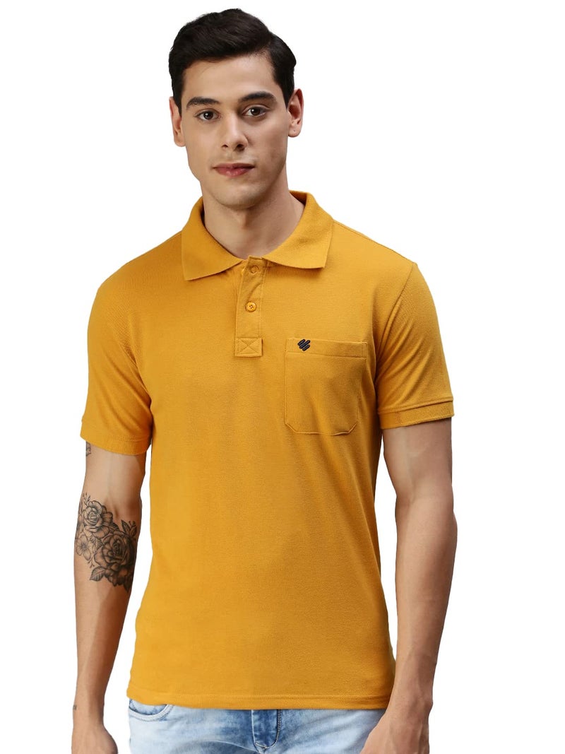 ONN Men's Solid Regular Fit Polo NC432_MUS_1PC_Mustard_XXL - Image 1