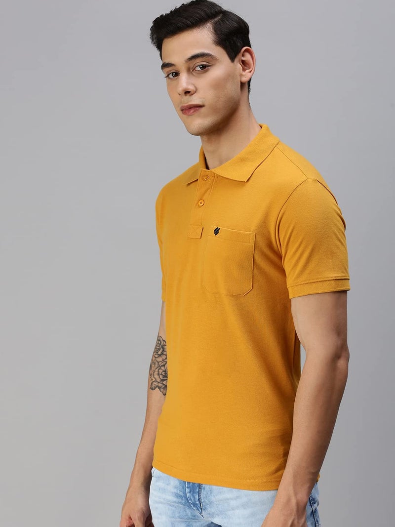 ONN Men's Solid Regular Fit Polo NC432_MUS_1PC_Mustard_XXL - Image 3