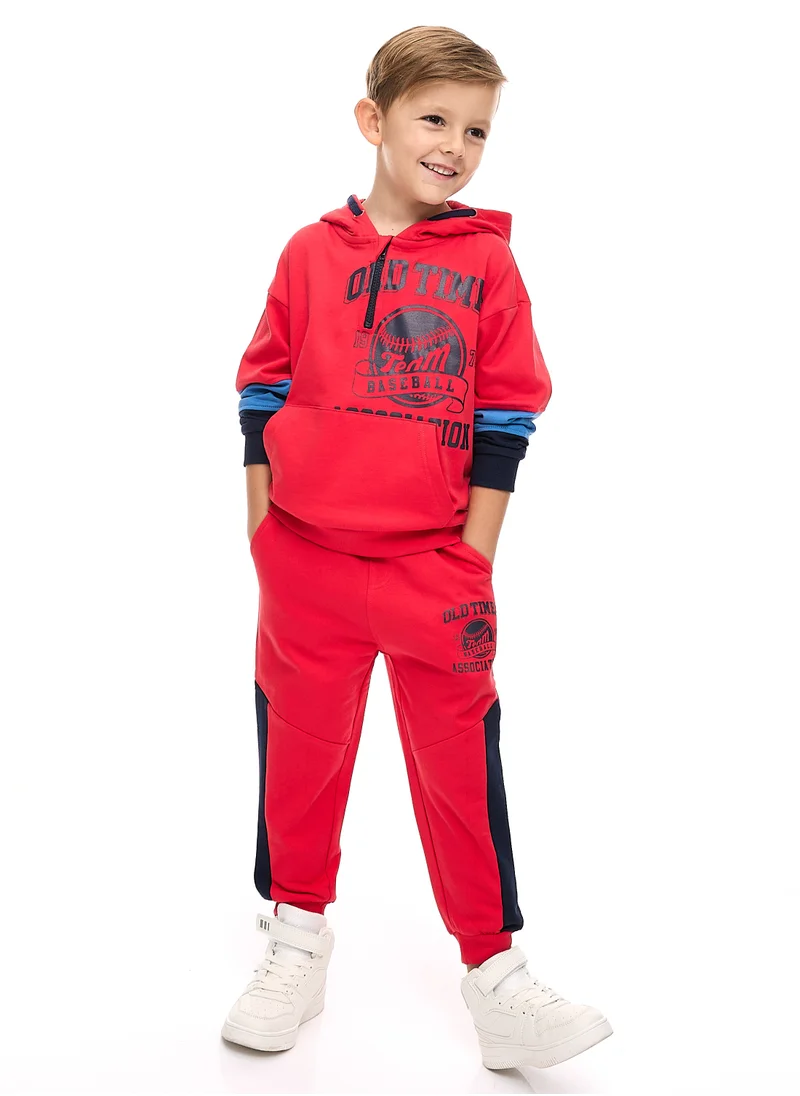 victor and jane Boys 2-Piece Set (2-8yrs) Red/Blue/Navy cut & sew Hoodie and Jogger Set