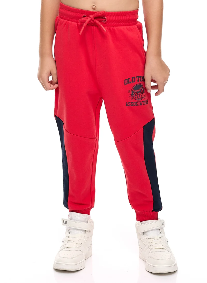 victor and jane Boys 2-Piece Set Red/Navy cut & sew Hoodie and Jogger Set