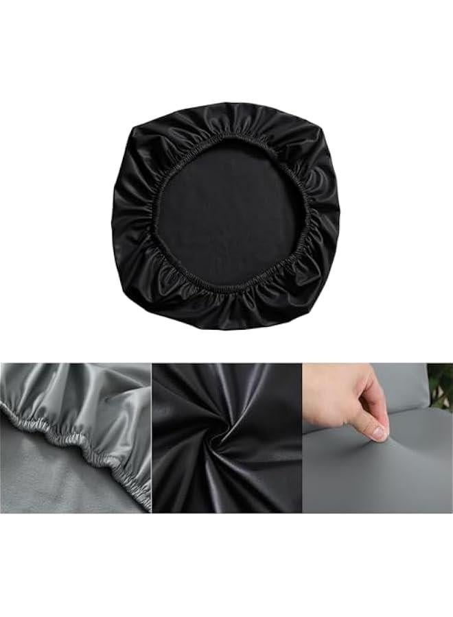 Waterproof Office Desk Chair Seat Cover, PU Leather Chair Covers, Stretchable Rotating Computer Chair Slipcovers Protector, Removable Washable Chair Covers, Black - Image 2