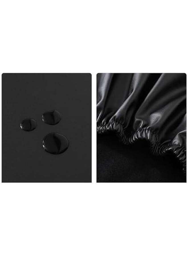 Waterproof Office Desk Chair Seat Cover, PU Leather Chair Covers, Stretchable Rotating Computer Chair Slipcovers Protector, Removable Washable Chair Covers, Black - Image 3