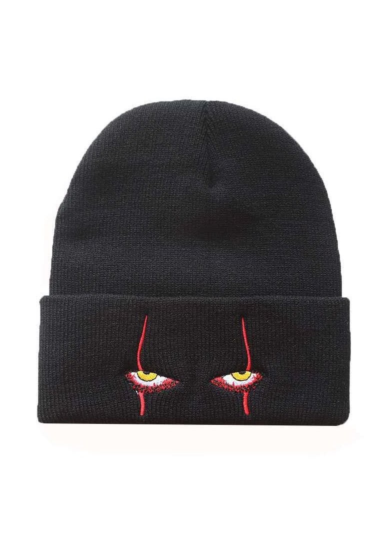 Generic Clown eyes knitted cap warm pullover hip hop hat wool cap Black 