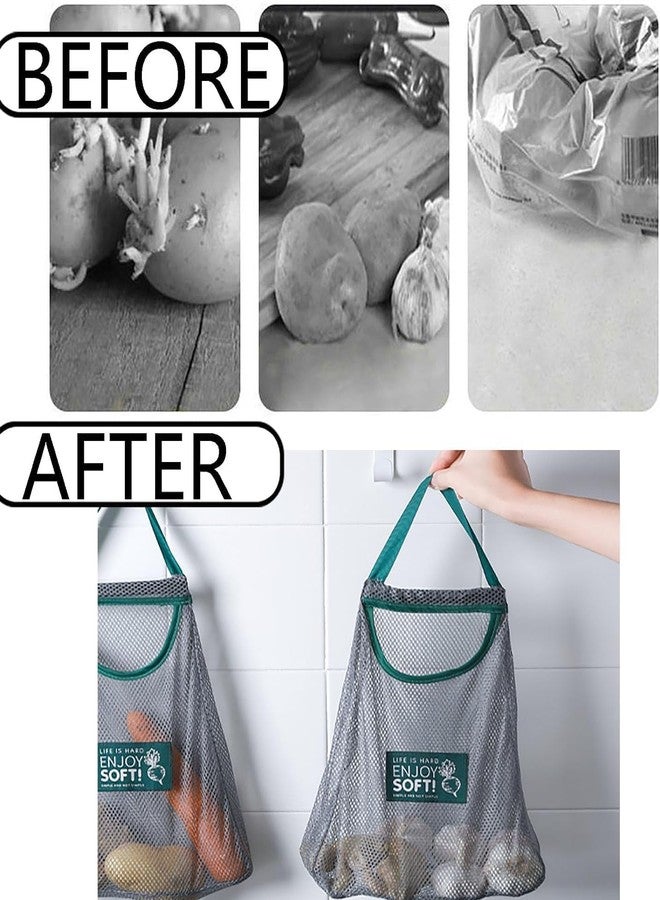RASOFAB ZWERLIN Reusable Hanging Storage Vegetable Mesh Bag Washable Wall Hanging Fruit Basket for Vegetable, Fruits or Pantry Organizer Bag, Pack of 1 - Image 2