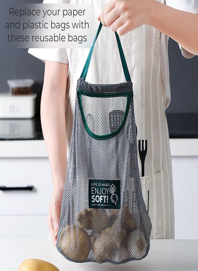 RASOFAB ZWERLIN Reusable Hanging Storage Vegetable Mesh Bag Washable Wall Hanging Fruit Basket for Vegetable, Fruits or Pantry Organizer Bag, Pack of 1 - Image 4