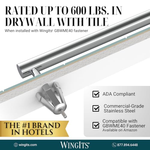WingIts Modern Elegance Grab Bar 1.25 in OD X 24 in,Stainless Steel,WGB5MEPS24 - Image 4