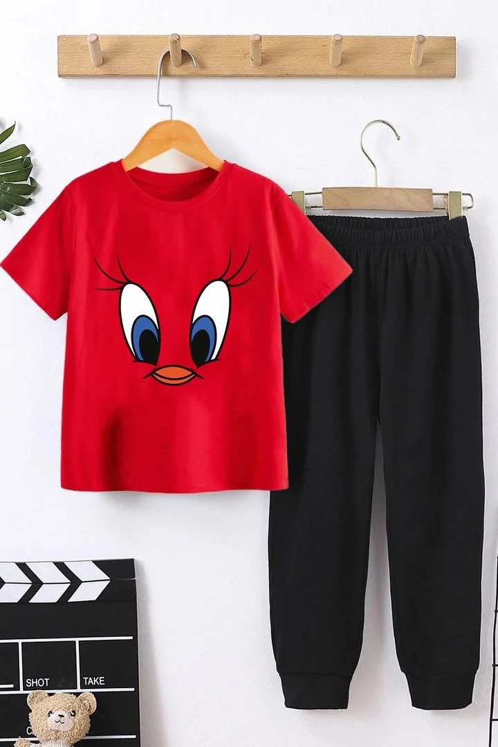 ONLYTRENDWEAR Kids Tweety Bottom - Top Tracksuit Set 3-4 Years Old Red