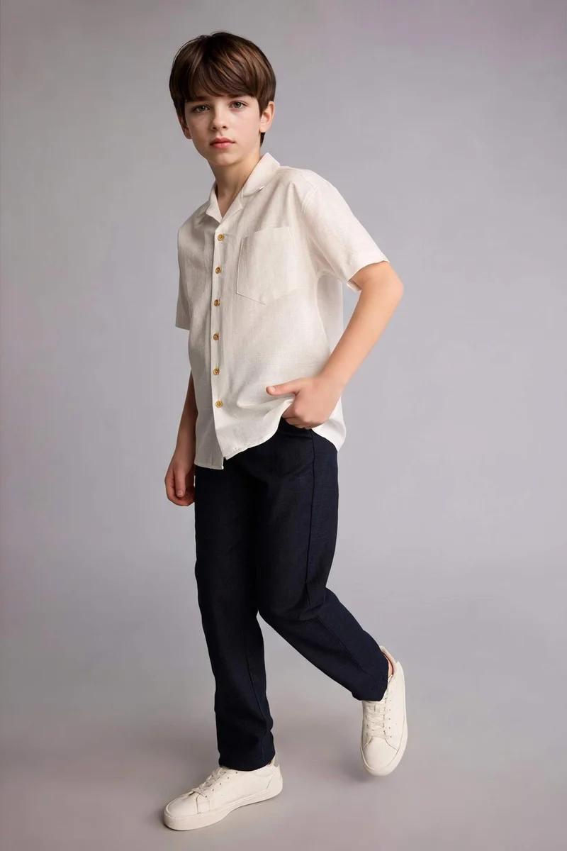 ديفاكتو Regular Fit Cotton Trousers