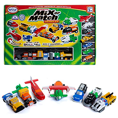 Popular Playthings Magnetic Vehicles for Toddlers 13 Mix or Match Car Toys 21 Piece Gift for Kids Vehicles Green - Image 1