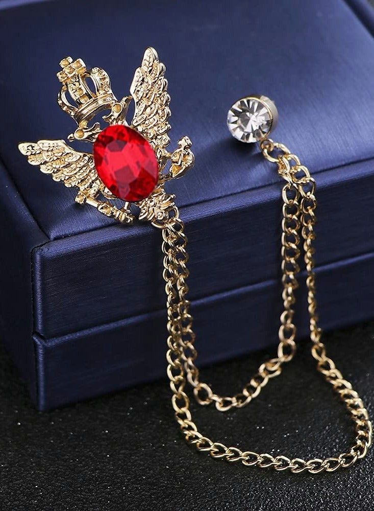 3 Pcs Men's Rhinestone Brooch Set, Crystal Lapel Pins, Hanging Chain Coat Pins, Elegant Accessories for Weddings, Bouquets, Clothing, Scarves, and Corsages. - Image 3