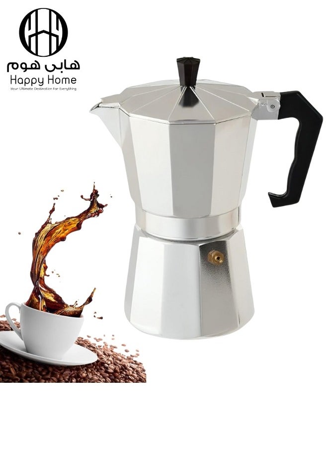 Happy Home - 6 Cup Espresso Coffee Maker Moka Pot-Silver - Image 1