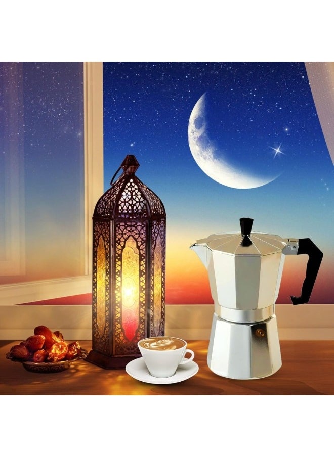 Happy Home - 6 Cup Espresso Coffee Maker Moka Pot-Silver - Image 1