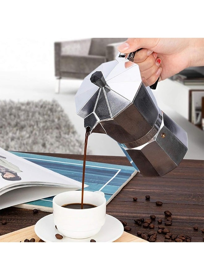Happy Home - 6 Cup Espresso Coffee Maker Moka Pot-Silver - Image 1
