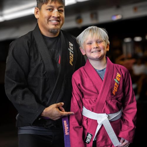 POZTEV Kids Brazilian Jiu Jitsu Gi for Kids BJJ Gi Youth Grappling Kimonos Preshrunk Lightweight Children Martial Arts Training Uniform with Free White Belt (P,K00) - Image 4