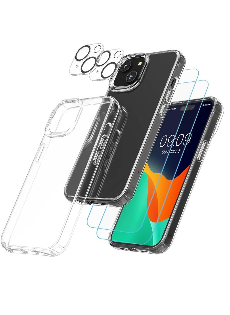 Raxoom 5-in-1 Clear Case Set for iPhone 15 â€“ Includes Screen & Camera Protectors â€“ Transparent - Image 1