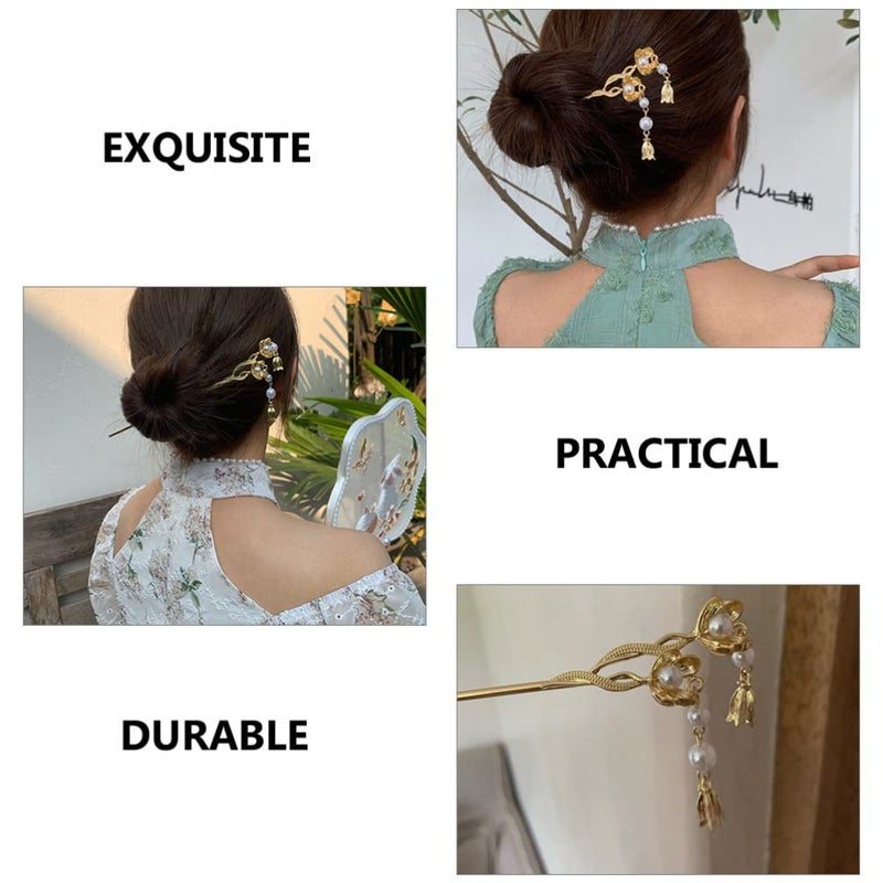 Lurrose 2pcs Flower Hair Stick Hair Fork for Women for Buns for Friends Family for Any Occasion - Image 3