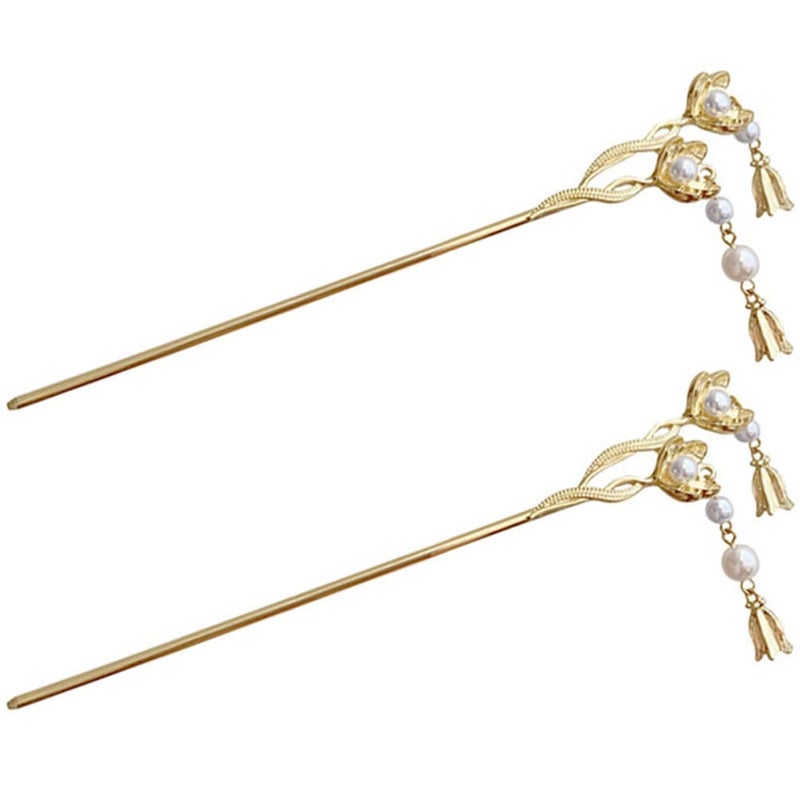 Lurrose 2pcs Flower Hair Stick Hair Fork for Women for Buns for Friends Family for Any Occasion - Image 1