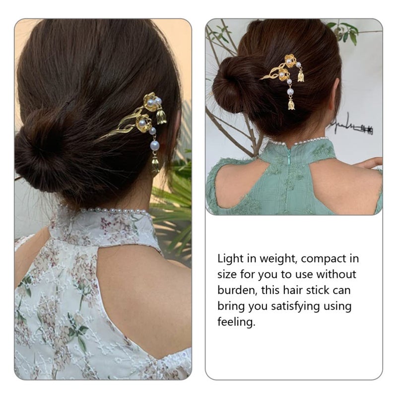 Lurrose 2pcs Flower Hair Stick Hair Fork for Women for Buns for Friends Family for Any Occasion - Image 4