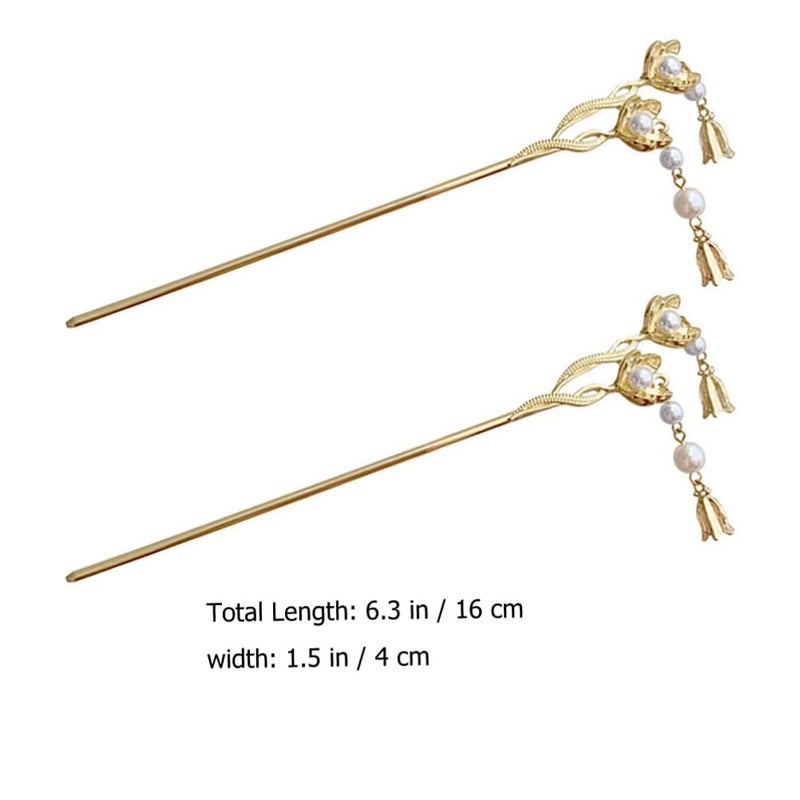 Lurrose 2pcs Flower Hair Stick Hair Fork for Women for Buns for Friends Family for Any Occasion - Image 2