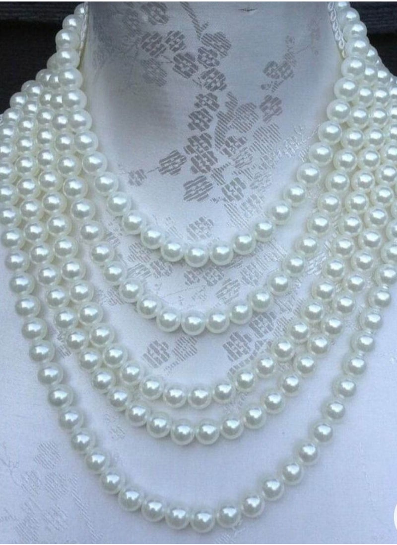 Generic Women Necklace Pearls Off White 
