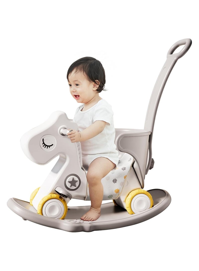 فول جوي حصان هزاز   مع مسند للظهر للأطفال الصغار مع لوح توازن قابل للفصل ومسند للقدمين 3*1 - Image 4