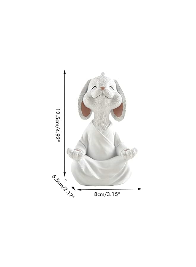 Zaboon White Bunny Rabbit Figurine Meditation Yoga Collectible Happy Bunny Collection Bunny Lover Gifts For Women Yoga Gifts For Women Meditation Decor Yoga Decor - Image 3