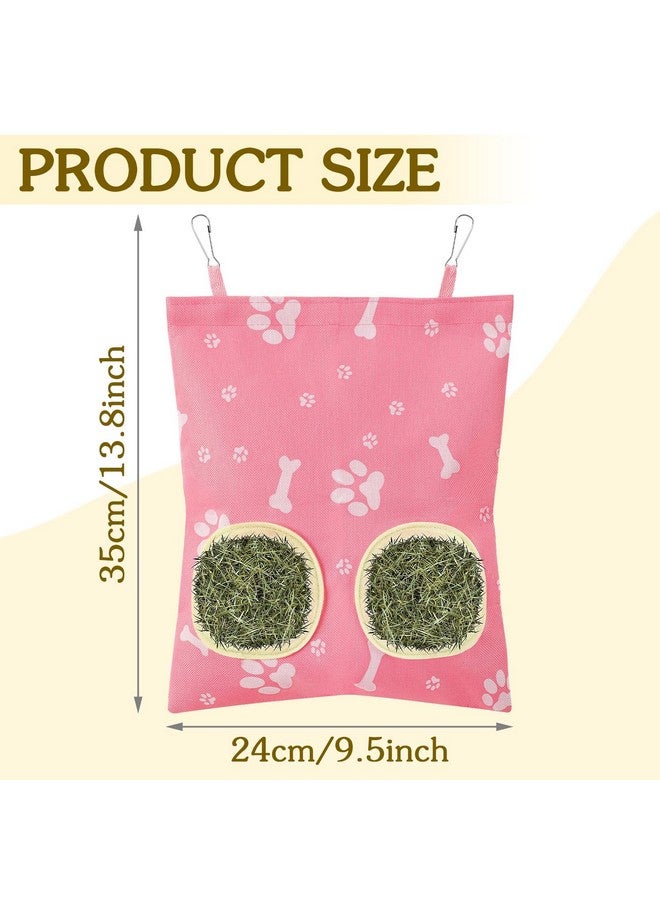 UPINS 3 Hay Bag for Rabbits - 2-Hole Hanging Hay Feeder for Rabbits, Chinchillas, Hamsters & Small Pets - Image 2