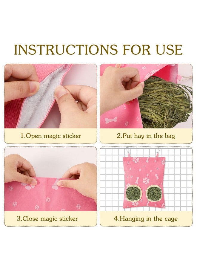UPINS 3 Hay Bag for Rabbits - 2-Hole Hanging Hay Feeder for Rabbits, Chinchillas, Hamsters & Small Pets - Image 4