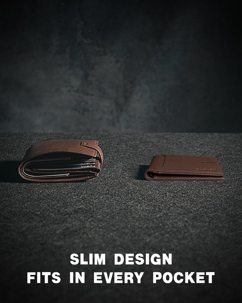 RUNBOX Novelty Wallet for Men Slim 11 Credit Card Holder Slots Leather RFID Blocking Small Thin Men's Wallet Bifold Minimalist Front Pocket Large Capacity Gift Box - Image 3