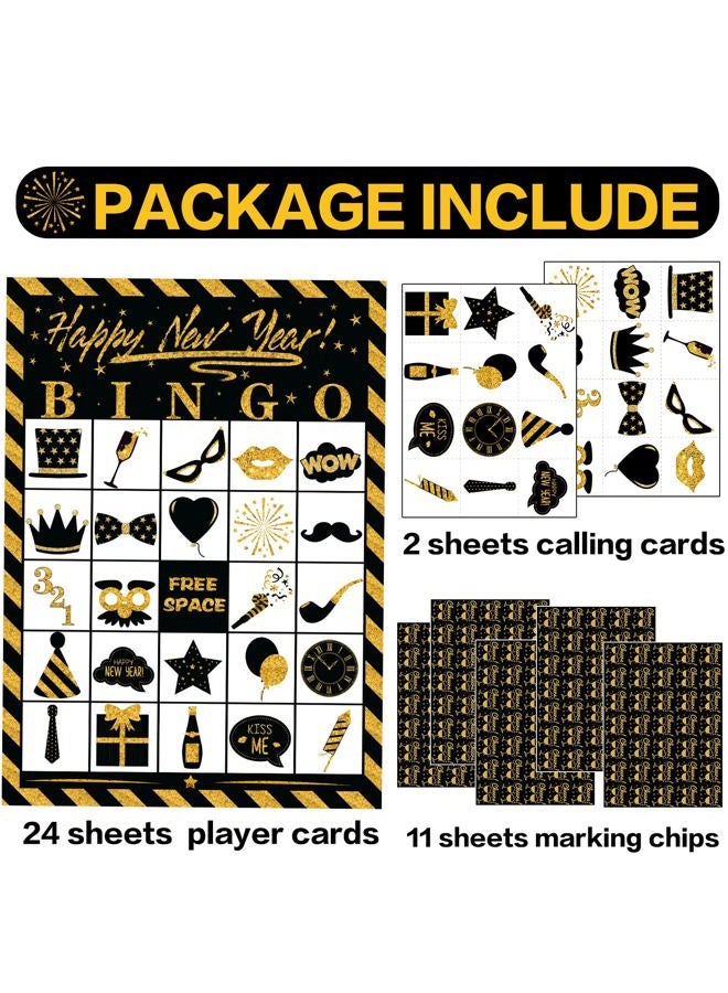 Joy Bang New Years Games for Kids Adults, New Years Bingo Cards 24 Players for Family Friends Large Group, New Years Crafts Activities Party Favors Supplies Gifts for Children - Image 3
