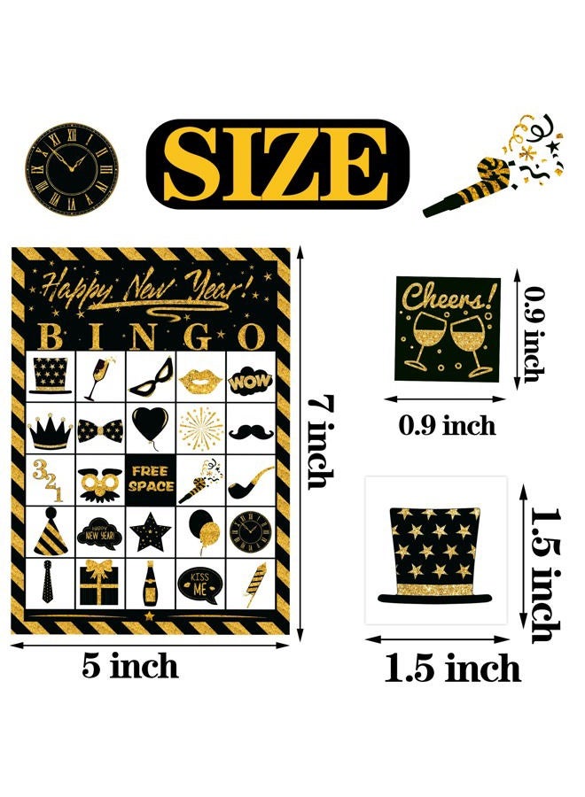 Joy Bang New Years Games for Kids Adults, New Years Bingo Cards 24 Players for Family Friends Large Group, New Years Crafts Activities Party Favors Supplies Gifts for Children - Image 2